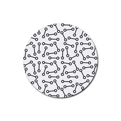 Abstract Black And White Minimalist Rubber Round Coaster (4 Pack)  by SpinnyChairDesigns