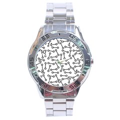 Abstract Black And White Minimalist Stainless Steel Analogue Watch by SpinnyChairDesigns