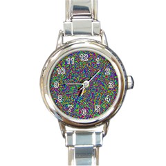 Abstract Rainbow Marble Camouflage Round Italian Charm Watch by SpinnyChairDesigns