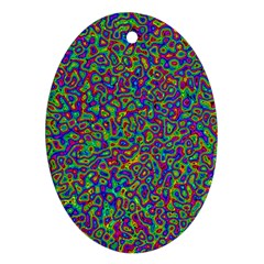 Abstract Rainbow Marble Camouflage Ornament (oval) by SpinnyChairDesigns