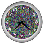 Abstract Rainbow Marble Camouflage Wall Clock (Silver) Front