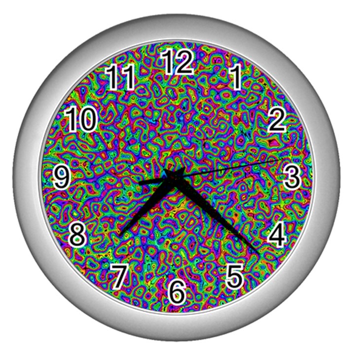 Abstract Rainbow Marble Camouflage Wall Clock (Silver)