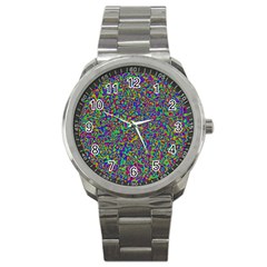 Abstract Rainbow Marble Camouflage Sport Metal Watch by SpinnyChairDesigns