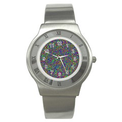 Abstract Rainbow Marble Camouflage Stainless Steel Watch by SpinnyChairDesigns