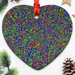 Abstract Rainbow Marble Camouflage Heart Ornament (two Sides) by SpinnyChairDesigns