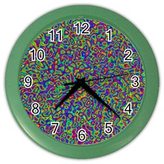 Abstract Rainbow Marble Camouflage Color Wall Clock by SpinnyChairDesigns