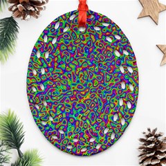 Abstract Rainbow Marble Camouflage Ornament (oval Filigree) by SpinnyChairDesigns