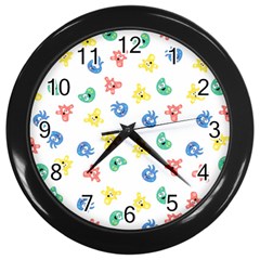 Cute Cartoon Germs Viruses Microbes Wall Clock (black) by SpinnyChairDesigns