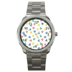 Cute Cartoon Germs Viruses Microbes Sport Metal Watch by SpinnyChairDesigns