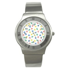 Cute Cartoon Germs Viruses Microbes Stainless Steel Watch by SpinnyChairDesigns