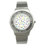 Cute Cartoon Germs Viruses Microbes Stainless Steel Watch Front