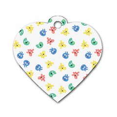 Cute Cartoon Germs Viruses Microbes Dog Tag Heart (two Sides) by SpinnyChairDesigns