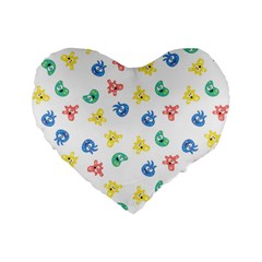 Cute Cartoon Germs Viruses Microbes Standard 16  Premium Flano Heart Shape Cushions by SpinnyChairDesigns