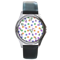 Cartoon Corona Virus Covid 19 Round Metal Watch by SpinnyChairDesigns