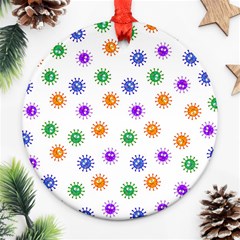 Cartoon Corona Virus Covid 19 Ornament (round) by SpinnyChairDesigns