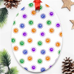 Cartoon Corona Virus Covid 19 Ornament (oval) by SpinnyChairDesigns