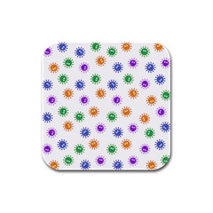 Cartoon Corona Virus Covid 19 Rubber Square Coaster (4 Pack)  by SpinnyChairDesigns