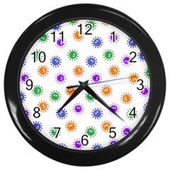 Cartoon Corona Virus Covid 19 Wall Clock (black) by SpinnyChairDesigns