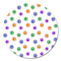 Cartoon Corona Virus Covid 19 Magnet 5  (round) by SpinnyChairDesigns