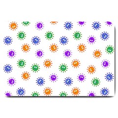 Cartoon Corona Virus Covid 19 Large Doormat  by SpinnyChairDesigns