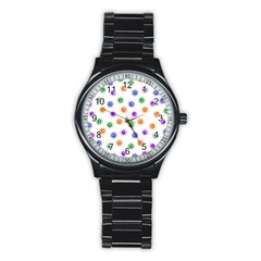 Cartoon Corona Virus Covid 19 Stainless Steel Round Watch by SpinnyChairDesigns