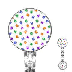 Cartoon Corona Virus Covid 19 Stainless Steel Nurses Watch by SpinnyChairDesigns