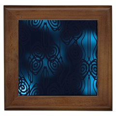 Dark Prussian Blue Abstract Pattern Framed Tile by SpinnyChairDesigns