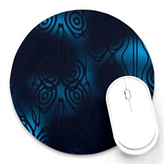 Dark Prussian Blue Abstract Pattern Round Mousepads by SpinnyChairDesigns