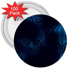 Dark Prussian Blue Abstract Pattern 3  Buttons (100 Pack)  by SpinnyChairDesigns