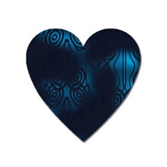 Dark Prussian Blue Abstract Pattern Heart Magnet