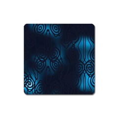 Dark Prussian Blue Abstract Pattern Square Magnet by SpinnyChairDesigns