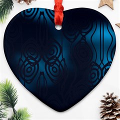 Dark Prussian Blue Abstract Pattern Heart Ornament (two Sides) by SpinnyChairDesigns