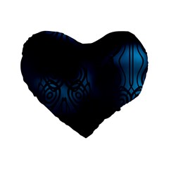 Dark Prussian Blue Abstract Pattern Standard 16  Premium Heart Shape Cushions by SpinnyChairDesigns