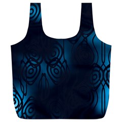 Dark Prussian Blue Abstract Pattern Full Print Recycle Bag (xl) by SpinnyChairDesigns