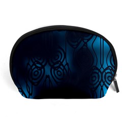 Dark Prussian Blue Abstract Pattern Accessory Pouch (large) by SpinnyChairDesigns