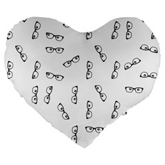 Geek Glasses With Eyes Large 19  Premium Flano Heart Shape Cushions by SpinnyChairDesigns