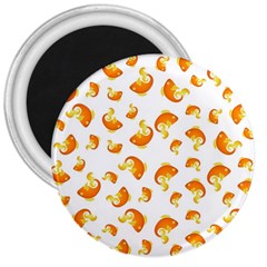 Orange Goldfish Pattern 3  Magnets by SpinnyChairDesigns