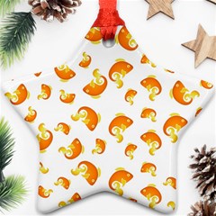 Orange Goldfish Pattern Ornament (star) by SpinnyChairDesigns