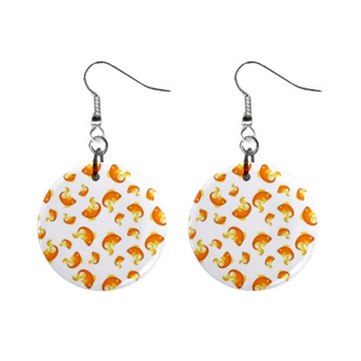 Orange Goldfish Pattern Mini Button Earrings