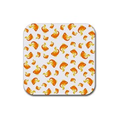 Orange Goldfish Pattern Rubber Coaster (square)  by SpinnyChairDesigns