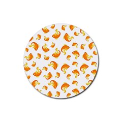 Orange Goldfish Pattern Rubber Coaster (round)  by SpinnyChairDesigns