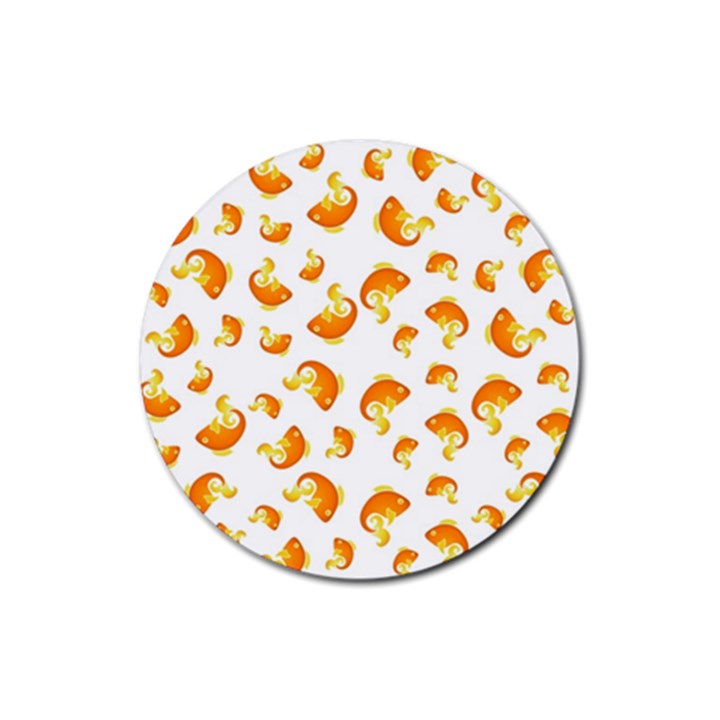 Orange Goldfish Pattern Rubber Coaster (Round) 