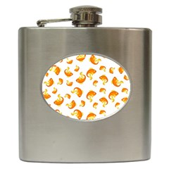 Orange Goldfish Pattern Hip Flask (6 Oz) by SpinnyChairDesigns