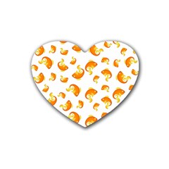 Orange Goldfish Pattern Heart Coaster (4 Pack)  by SpinnyChairDesigns