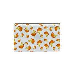 Orange Goldfish Pattern Cosmetic Bag (small) by SpinnyChairDesigns