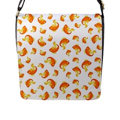 Orange Goldfish Pattern Flap Closure Messenger Bag (l) by SpinnyChairDesigns