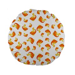 Orange Goldfish Pattern Standard 15  Premium Flano Round Cushions by SpinnyChairDesigns