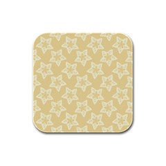 Gold Stars Pattern Rubber Square Coaster (4 Pack)  by SpinnyChairDesigns