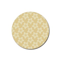 Gold Stars Pattern Rubber Coaster (round)  by SpinnyChairDesigns