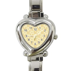 Gold Stars Pattern Heart Italian Charm Watch by SpinnyChairDesigns